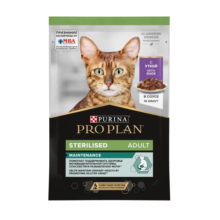 

Влажный корм PRO PLAN для стерилизованных кошек, утка в соусе, пауч, 85 г