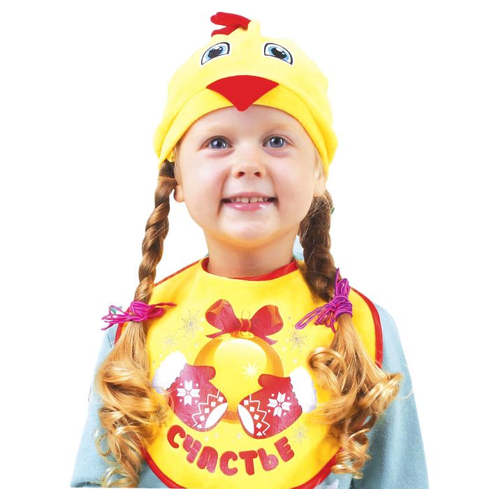 Карнавальный комплект цыплёнка "Счастье", велюр, нагрудник, шапка, р-р 52-56, 1,5-3 года