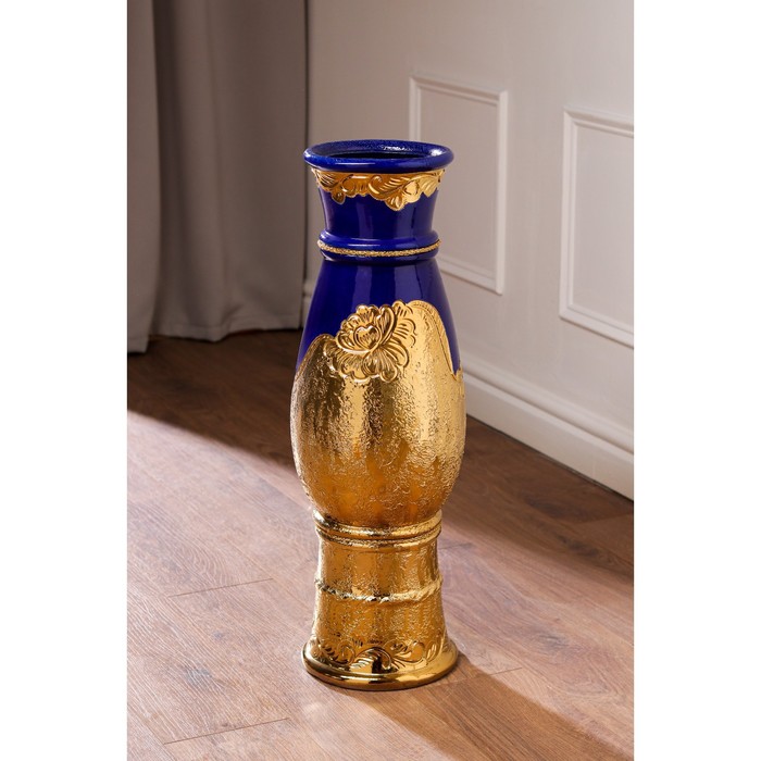 Ваза "Осень" шамот, золото, волна, кобальт