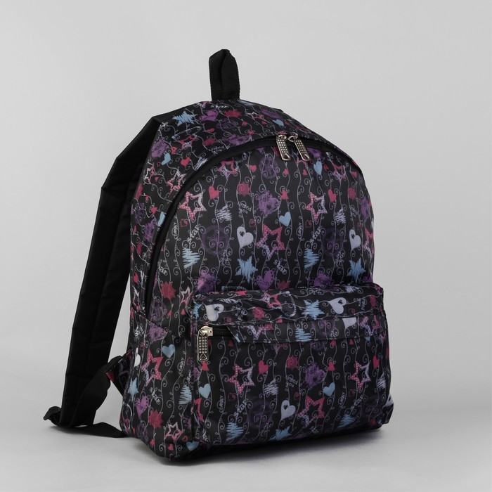 Рюкзак молодёжный, 1 отдел, наружный карман, цвет чёрный/разноцветный