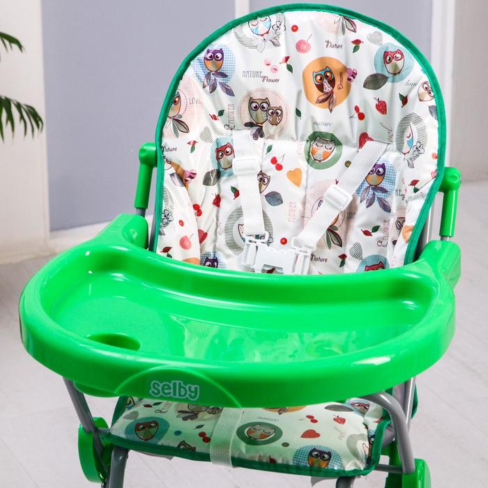 Стульчик для кормления Selby 152 «Совы», цвет зелёный