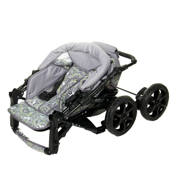 Коляска-трансформер «Пилот», пластиковые колёса, цвет серый, рисунок МИКС