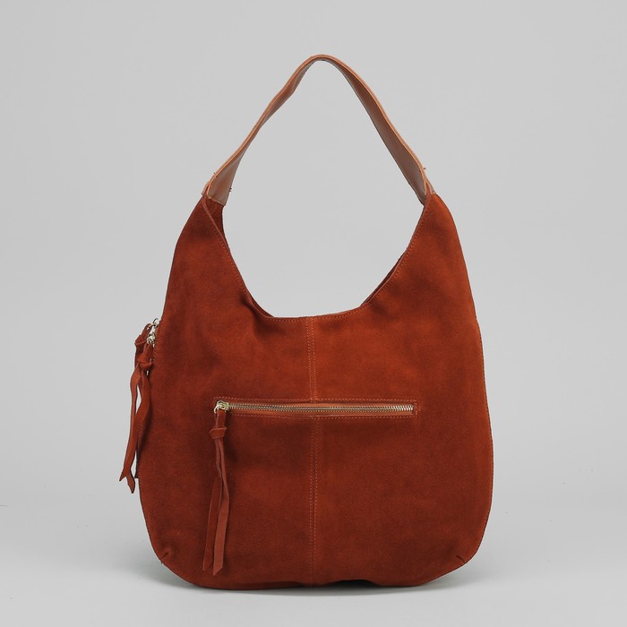 Сумка женская на молнии, 1 отдел с перегородкой, 2 наружных кармана, цвет рыжий