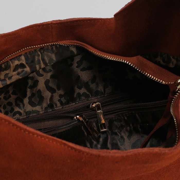 Сумка женская на молнии, 1 отдел с перегородкой, 2 наружных кармана, цвет рыжий