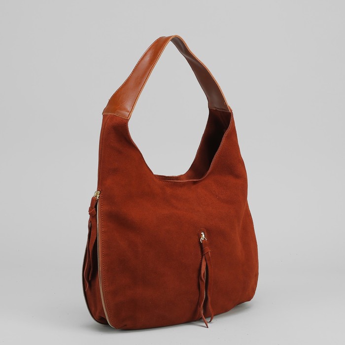 Сумка женская на молнии, 1 отдел с перегородкой, 2 наружных кармана, цвет рыжий