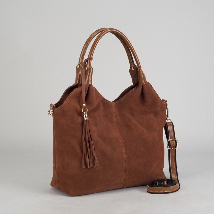 Сумка женская на молнии, 1 отдел, наружный карман, длинный ремень, цвет рыжий