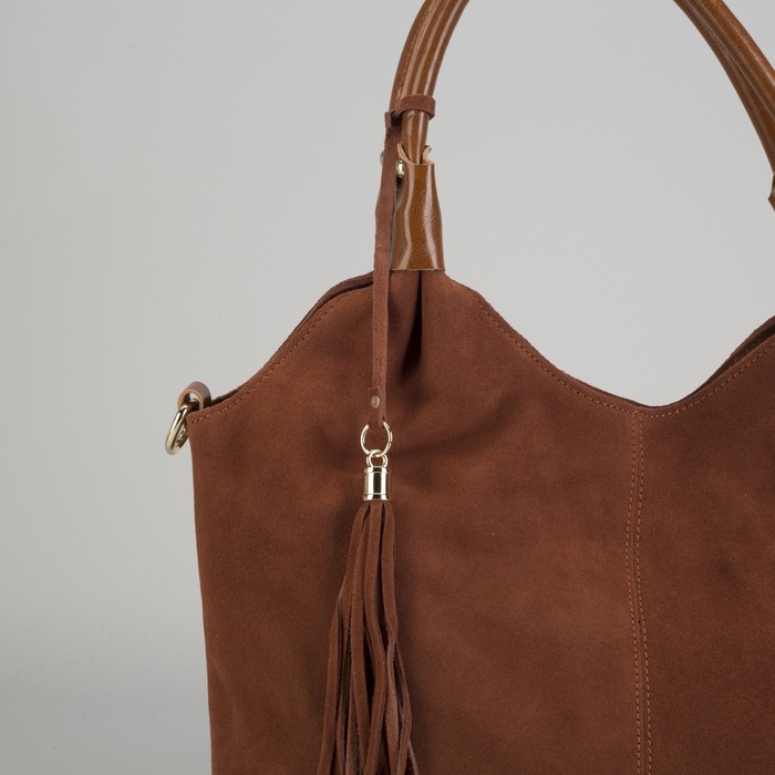 Сумка женская на молнии, 1 отдел, наружный карман, длинный ремень, цвет рыжий