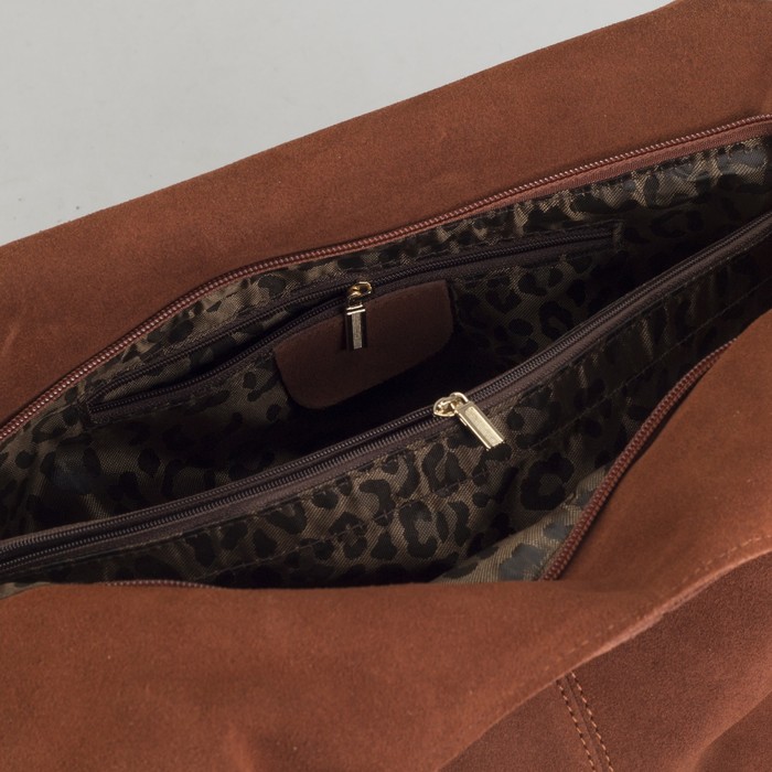 Сумка женская на молнии, 1 отдел, наружный карман, длинный ремень, цвет рыжий