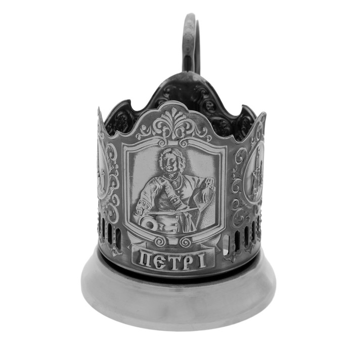Подстаканник "Пётр I", никелированный, с чернением