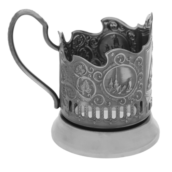 Подстаканник "Пётр I", никелированный, с чернением