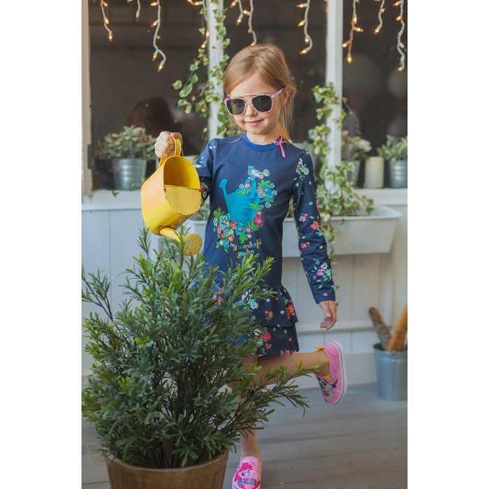 Платье для девочки "Незабудка", рост 98 см (52), цвет тёмно-синий