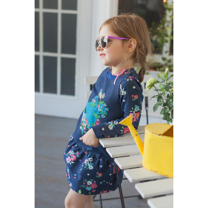 Платье для девочки "Незабудка", рост 98 см (52), цвет тёмно-синий