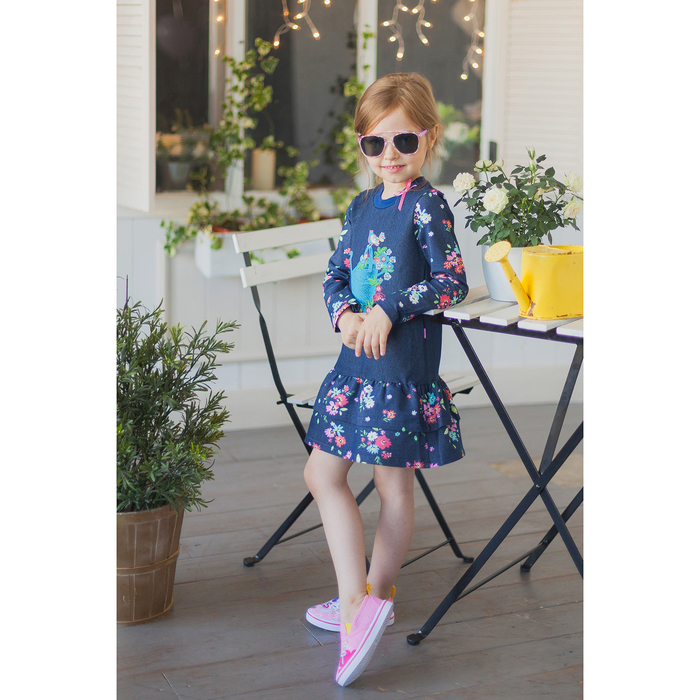 Платье для девочки "Незабудка", рост 110 см (56), цвет тёмно-синий