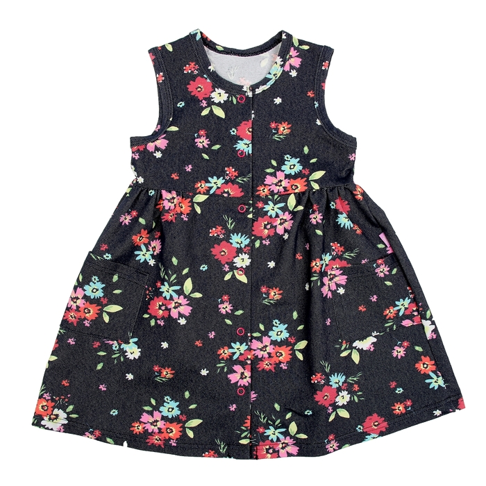 Сарафан для девочки "Незабудка", рост 110 см (56), цвет тёмно-синий, принт цветы