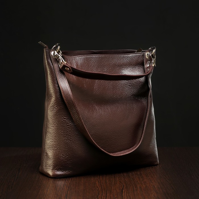 Сумка женская на молнии, 1 отдел, наружный карман, цвет коричневый