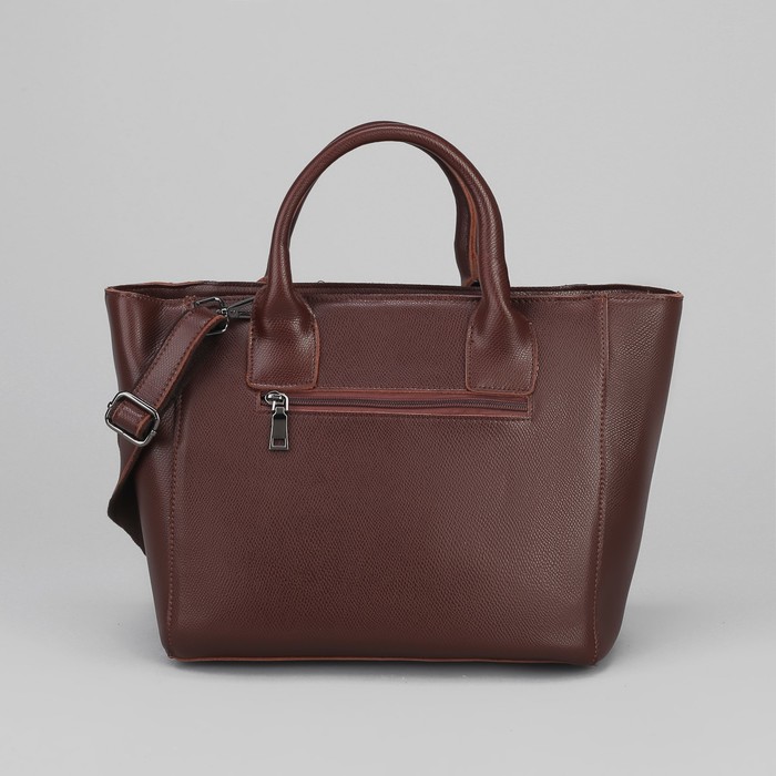 Сумка женская на молнии, 1 отдел с перегородкой, наружный карман, длинный ремень, цвет коричневый