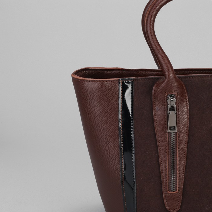 Сумка женская на молнии, 1 отдел с перегородкой, наружный карман, длинный ремень, цвет коричневый