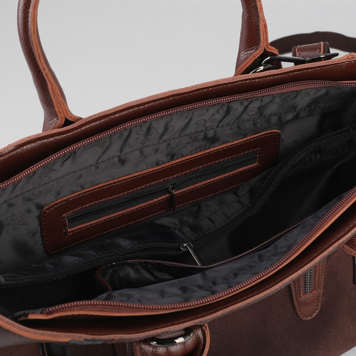 Сумка женская на молнии, 1 отдел с перегородкой, наружный карман, длинный ремень, цвет коричневый