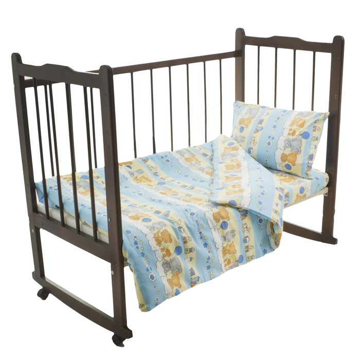 Детское постельное бельё "Ясли", 3 предмета, цвет голубой