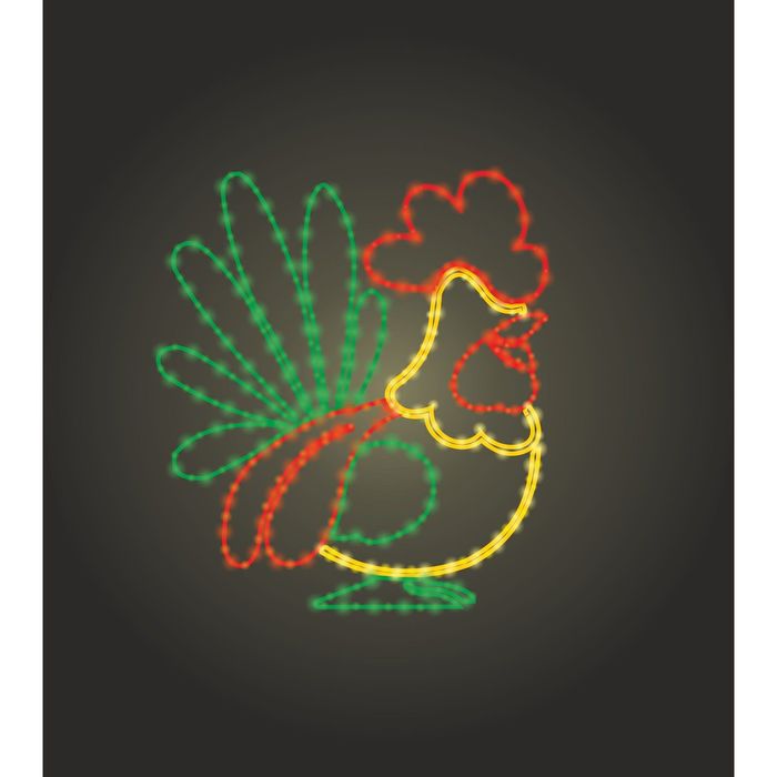 Светодиодное панно "СИМВОЛ ГОДА ПЕТУХ", 2 х 1,8 м, led-шнур 32 м, 90 Вт, металлический каркас 181
