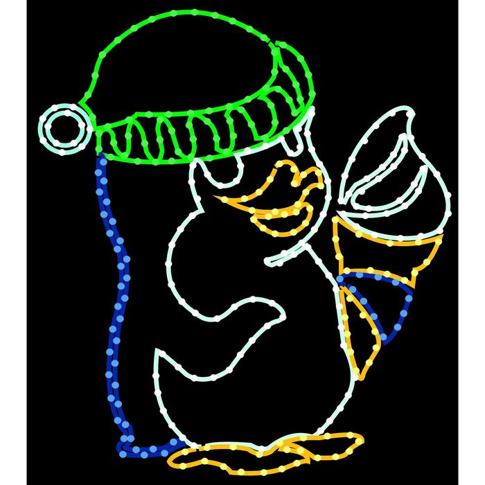 Светодиодное панно "ПИНГВИНЕНОК", 1 х 0,9 м, led-шнур 14 м, 40 Вт, металлический каркас