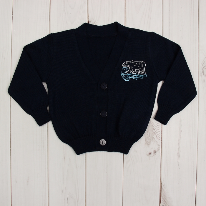 Джемпер для мальчика "Мишка на севере", рост 92 см (50), цвет тёмно-синий