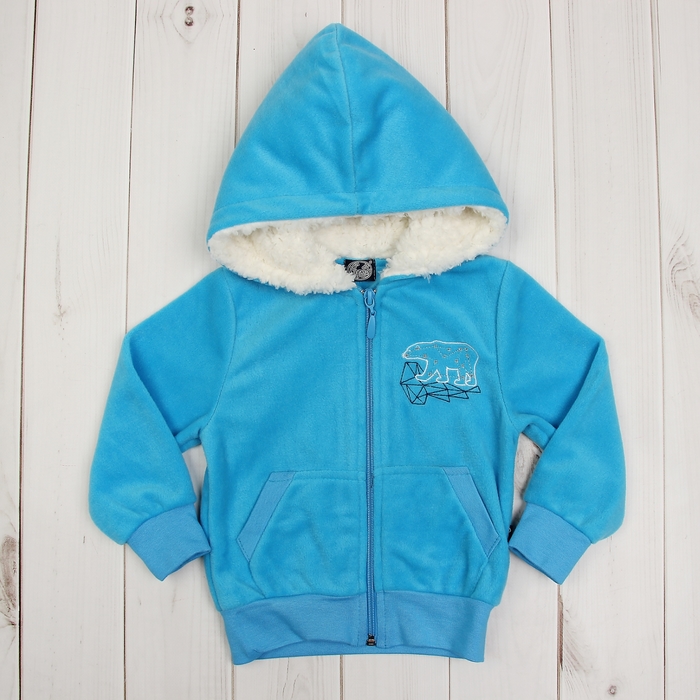 Куртка для мальчика "Мишка на севере", рост 92 см (50), цвет голубой ПДД286505_М