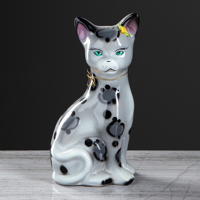 Копилка "Лиза" большая, серый барс, глянец