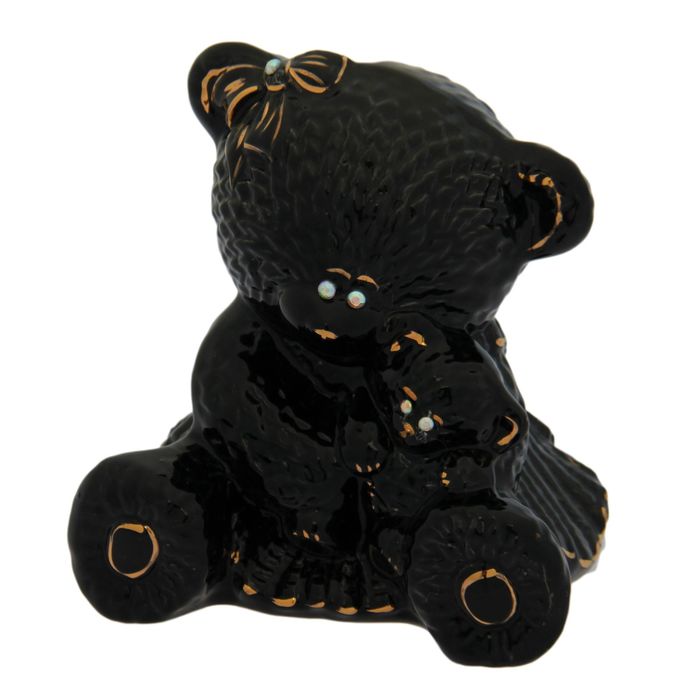 Копилка "Мишка мама" малая, глазурь, чёрная