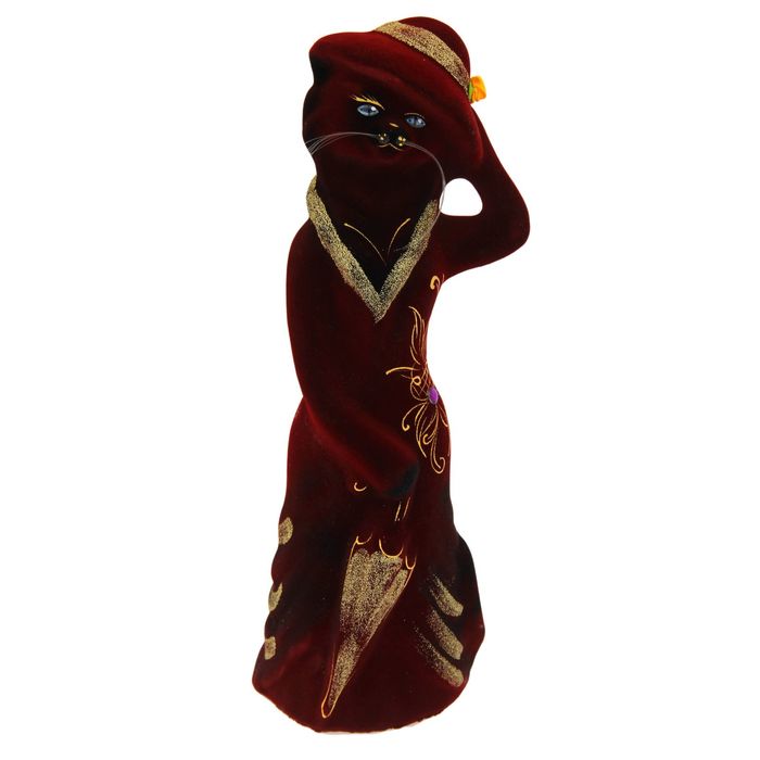 Копилка "Барышня" большая, флок, бордовая