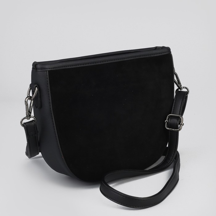 Сумка женская на молнии, 1 отдел, наружный карман, длинный ремень, цвет чёрный