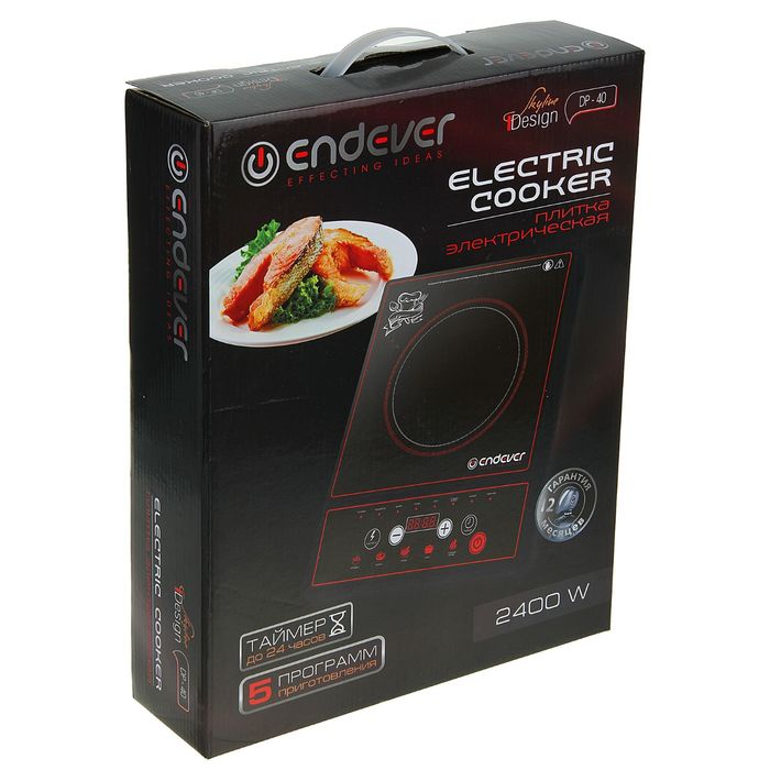 Плитка электрическая Endever Skyline DP-40, 2400 Вт, 5 программ, таймер