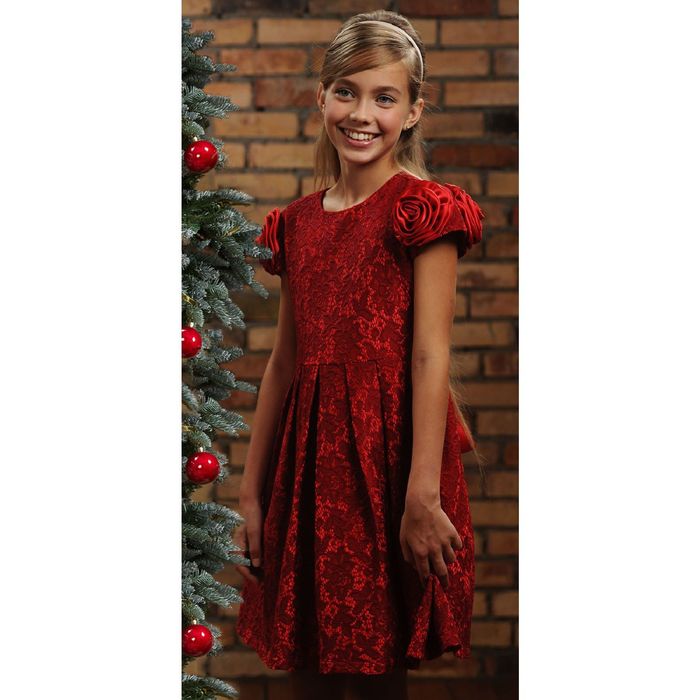 Платье нарядное для девочки, рост 140 см, цвет красный