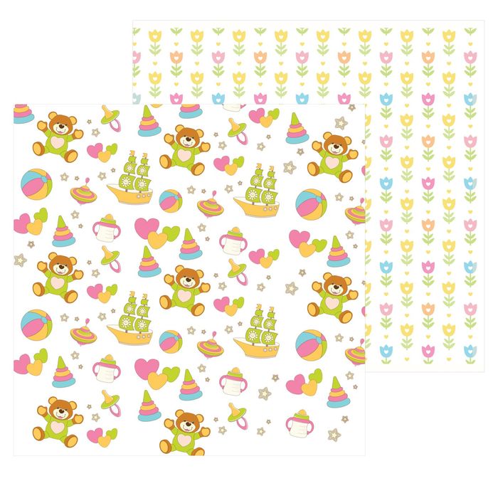 Бумага для скрапбукинга Маленькое счастье"Детские игрушки" 15.5 х 15.5 см 180 гр/м2