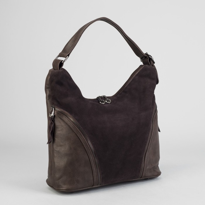 Сумка женская на молнии, 1 отдел, 3 наружных кармана, цвет коричневый