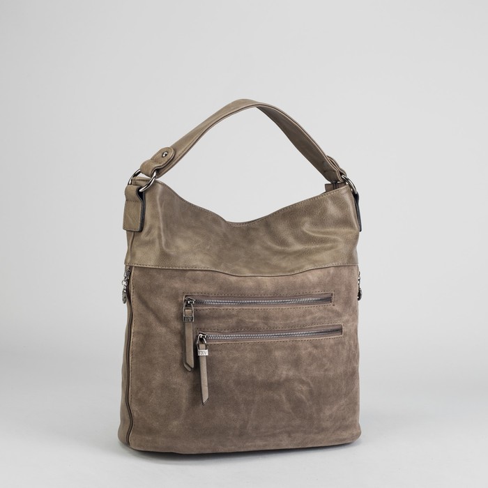 Сумка женская на молнии, 1 отдел с перегородкой, 5 наружных карманов, хаки