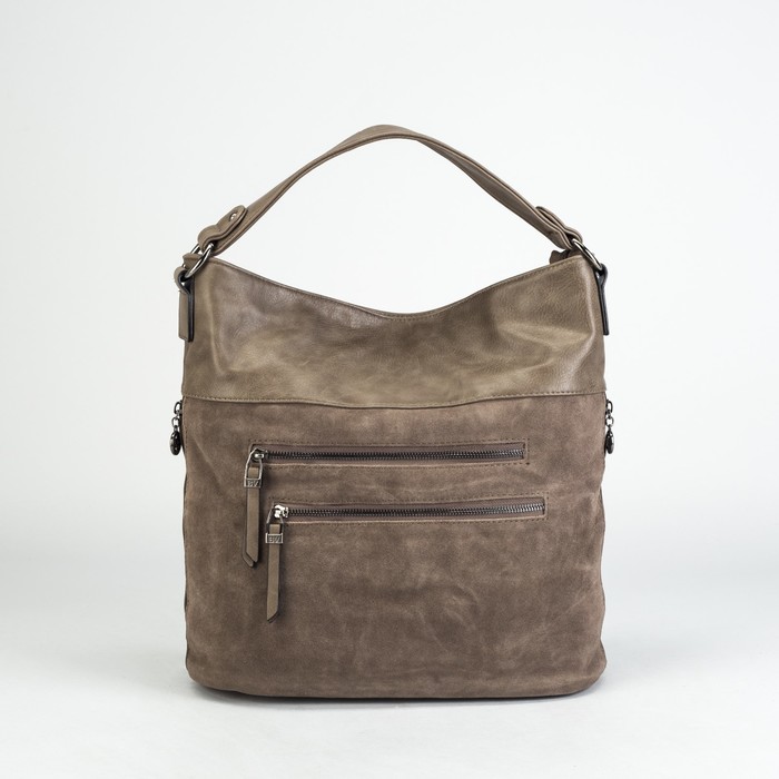 Сумка женская на молнии, 1 отдел с перегородкой, 5 наружных карманов, хаки