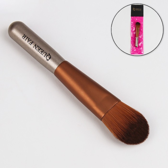 Кисть для макияжа/тонального крема, скруглённая, 12см, цвет коричневый