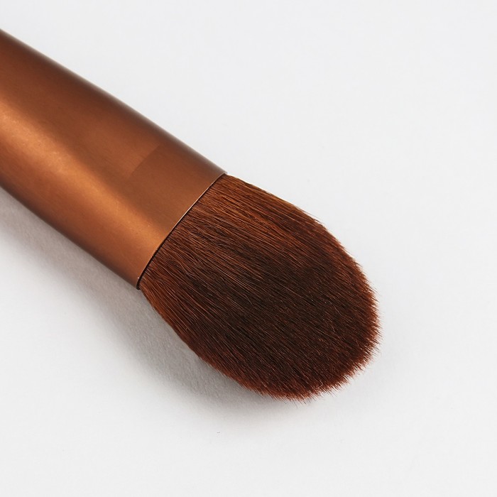 Кисть для макияжа/пудры и румян, скруглённая, бочонок, 13см, цвет коричневый