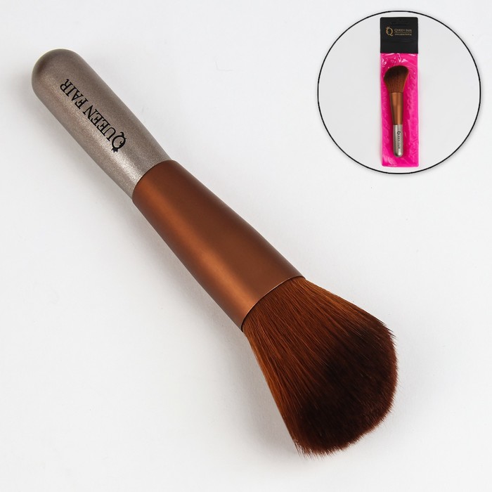 Кисть для макияжа/пудры и румян, скошенная, бочонок, 14см, цвет коричневый