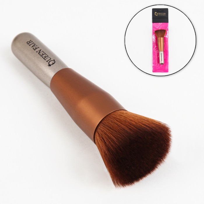 Кисть для макияжа/пудры и румян, прямая, бочонок, 12,5см, цвет коричневый