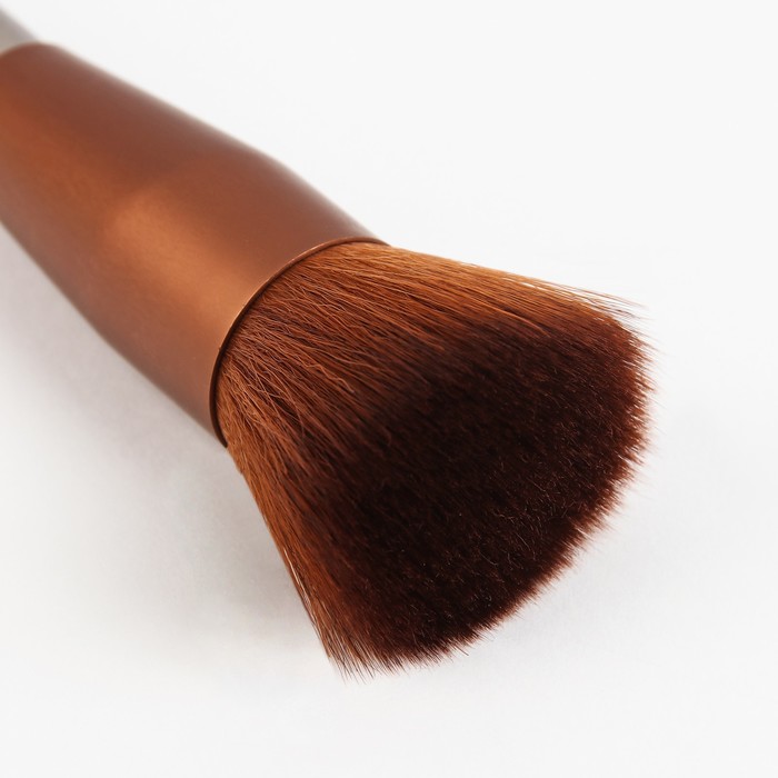 Кисть для макияжа/пудры и румян, прямая, бочонок, 12,5см, цвет коричневый