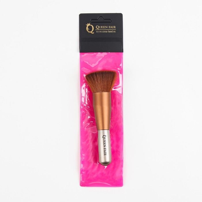 Кисть для макияжа/пудры и румян, прямая, бочонок, 12,5см, цвет коричневый
