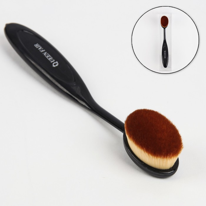 Кисть для макияжа/тонального крема, овальная, 14,5см, цвет чёрный