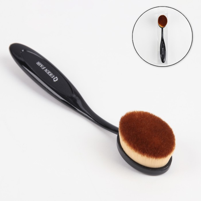 Кисть для макияжа/тонального крема, овальная, 15,5см, цвет чёрный