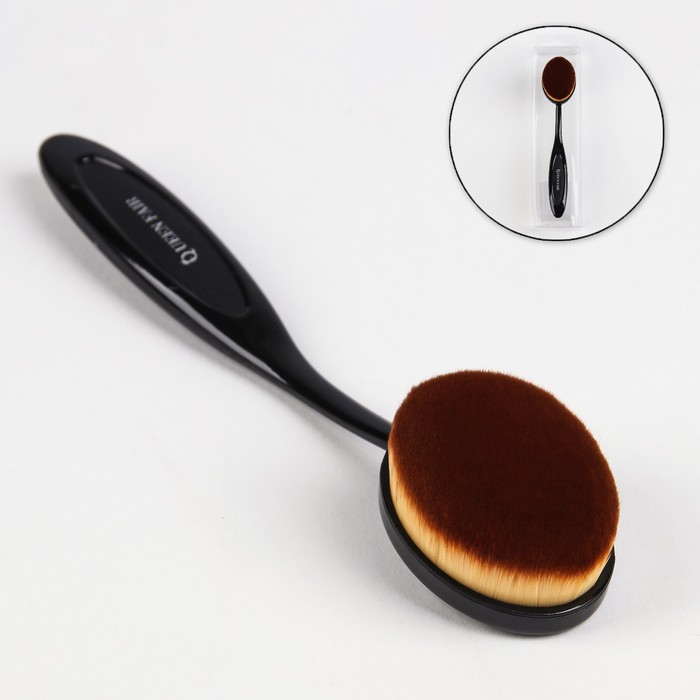 Кисть для макияжа/тонального крема, овальная, 16см, цвет чёрный