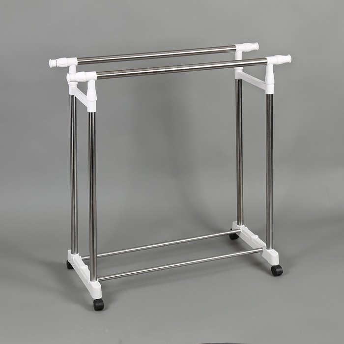 Стойка для одежды телескопическая усиленная, 2 перекладины 101(150)х43х95(170) см