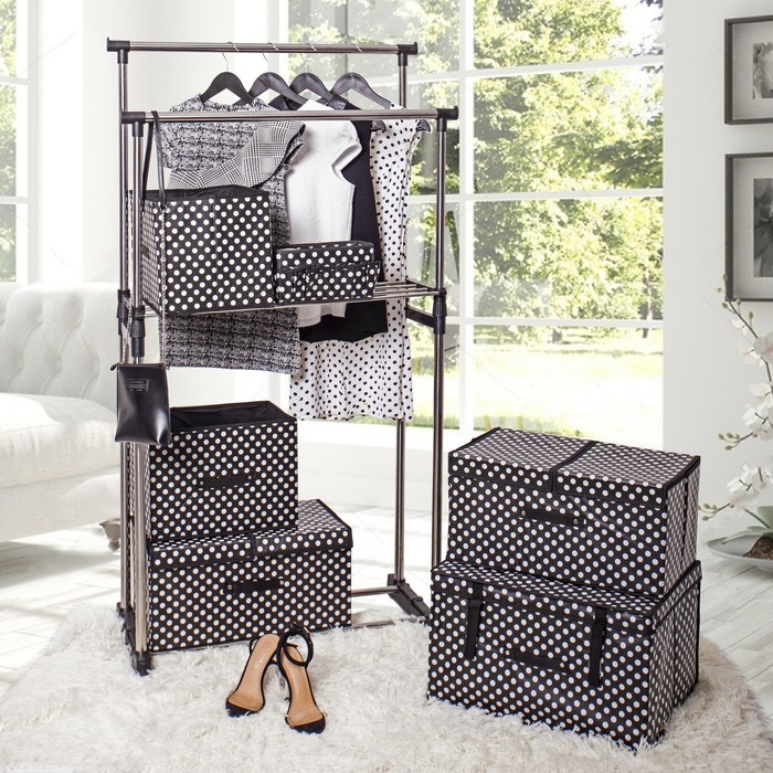 Стойка для одежды телескопическая усиленная с полкой, 2 перекладины 80х43х90(160) см