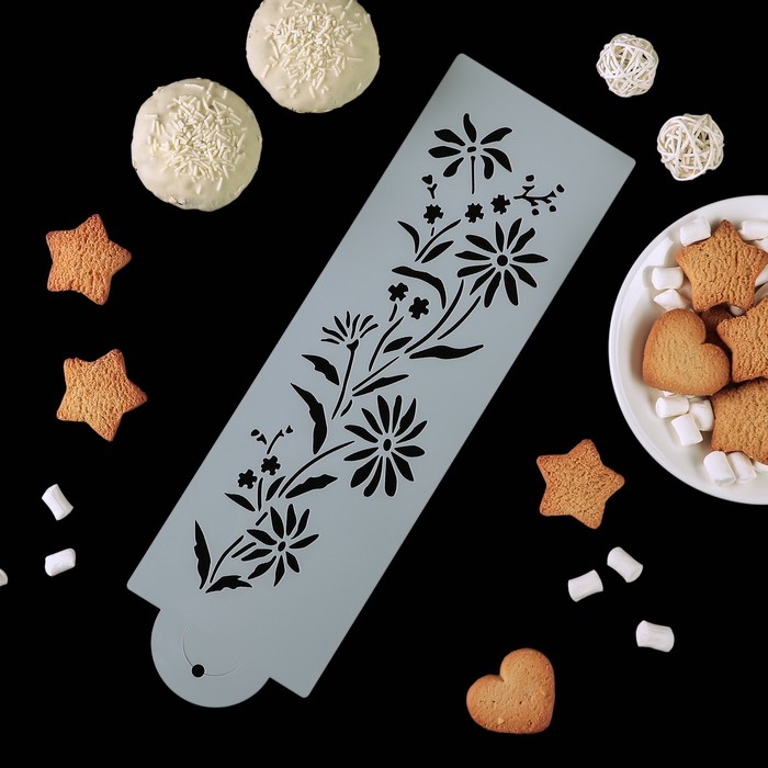 Трафарет для выпечки и нанесения айсинга 33х10 см "Полевой букет"