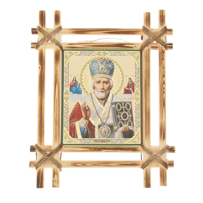Икона в двойной рамке "Николай Чудотворец" большая